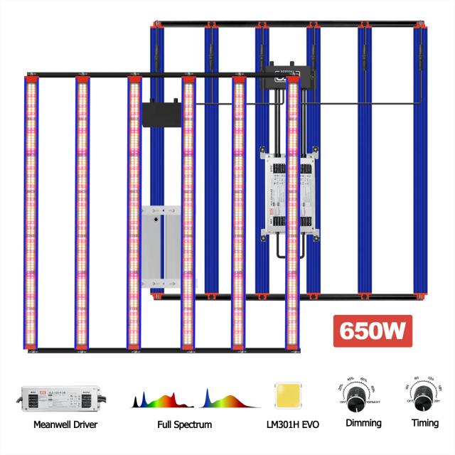 Luz de Crescimento LED Full Spectrum 650W com Driver Meanwell e Chips Samsung LM301H para Estufas e Cultivo Hidropônico de Flores e Horta Vegética