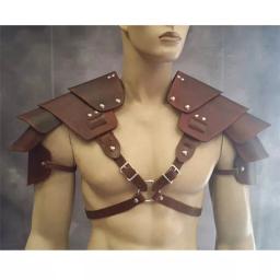 Medieval viking guerreiro ombro armadura gladiador samurai cavaleiro pauldrons gótico steampunk cinto de couro do plutônio armadura cosplay traje - Image 2