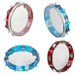 Tambor de mão ajustável para crianças Tamborim ajustável Double Row Jingles, percussão musical, presente de aniversário, brinquedos com peças, 10 polegadas - Image 1