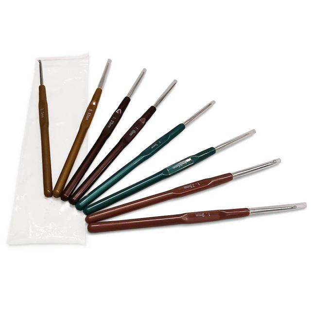 Kit de Agulhas de Tricô e Ganchos de Crochê em Plástico com Várias Medidas de 0.65 a 2.5mm para Costura de Suéter