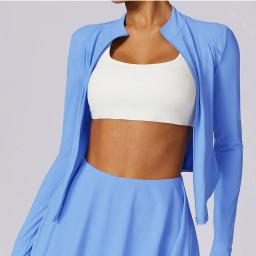 Roupa de treino elástica para mulheres, roupa esportiva, roupa de ioga, esportes fitness, saia curta, roupas de ginástica de mangas compridas, roupas esportivas - Image 4