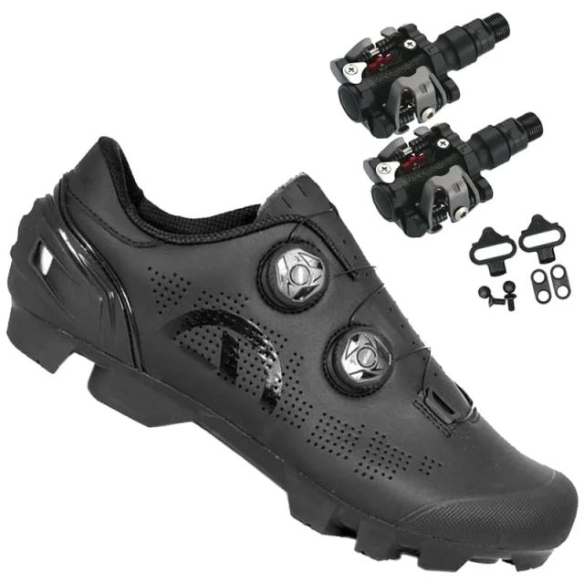 Sapatilha de Ciclismo Absolute Nova Prime Preta com Pedal Wellgo M919 para MTB