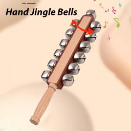 Mão Jingle Bells para Xmas Party Favors, Madeira Shaker, Instrumento de Percussão Musical, Trenó Vara - Image 5