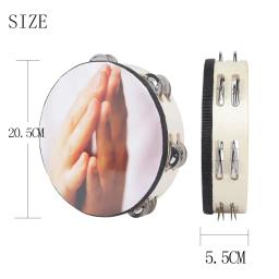 Double Layer Hand Operated Bell Drum for Children, Tambourine instrumento de percussão, portátil, percussão, orações, presentes, 8 Polegada - Image 5