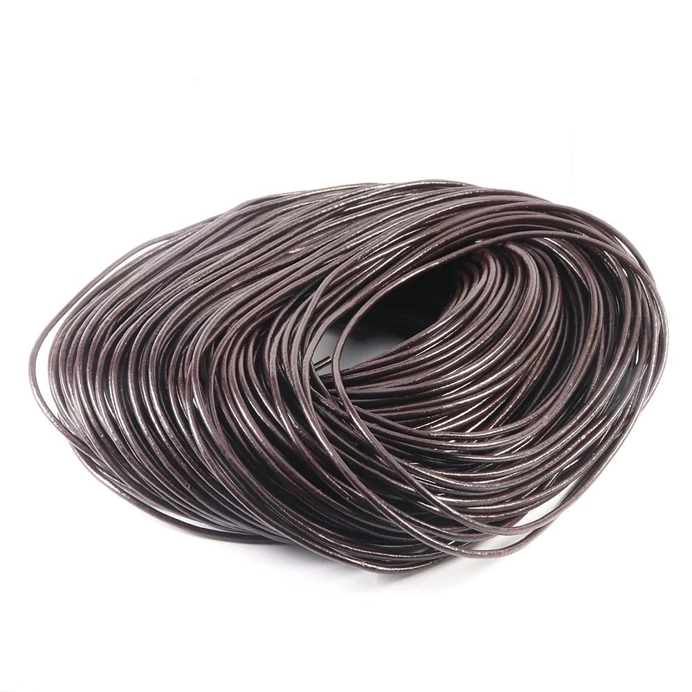 Couro Genuíno Vaca Cordões Tanga Redonda para Fazer Ornamentos, Artesanato DIY, Roupas Charme Acessórios, 2 Jardas, 5mm, 1-5mm - Image 1