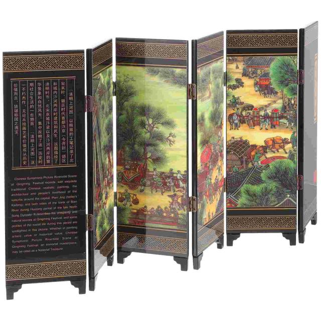 Divisor de Parede Dobrável Mini para Decoração Estilo Chinês em Sala e Espaço de Estudo