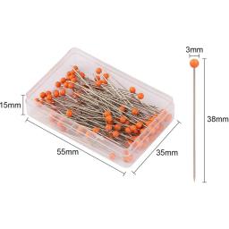 100 pçs/caixa pinos de costura 38mm bola cabeça de vidro pinos em linha reta estofando pinos para tecido costureiro jóias diy artesanato decoração - Image 2