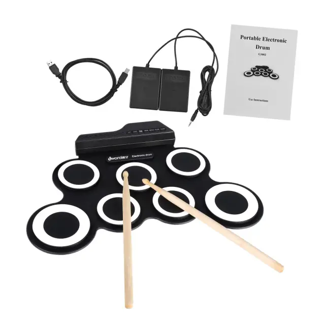 Bateria Eletrônica Portátil Hand Roll Drum para Prática em Clubes, Casa e Aniversários
