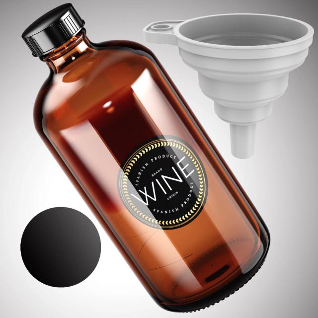 Garrafas de vidro redondas Boston com tampas pretas - ideais para fermentação secundária de Kombuchá e uso em laboratório