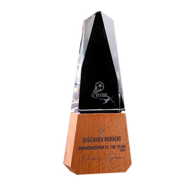 Troféu de Cristal Personalizado com Gravura em Cores para Eventos Esportivos e Homenagens Especiais