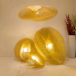 Design japonês Bamboo Birds Nest Chandelier, Hand-Woven, Personalidade Wave Hat, Criativo Hot Pot, Restaurante, Hotel Pingentes Lâmpadas - Image 5