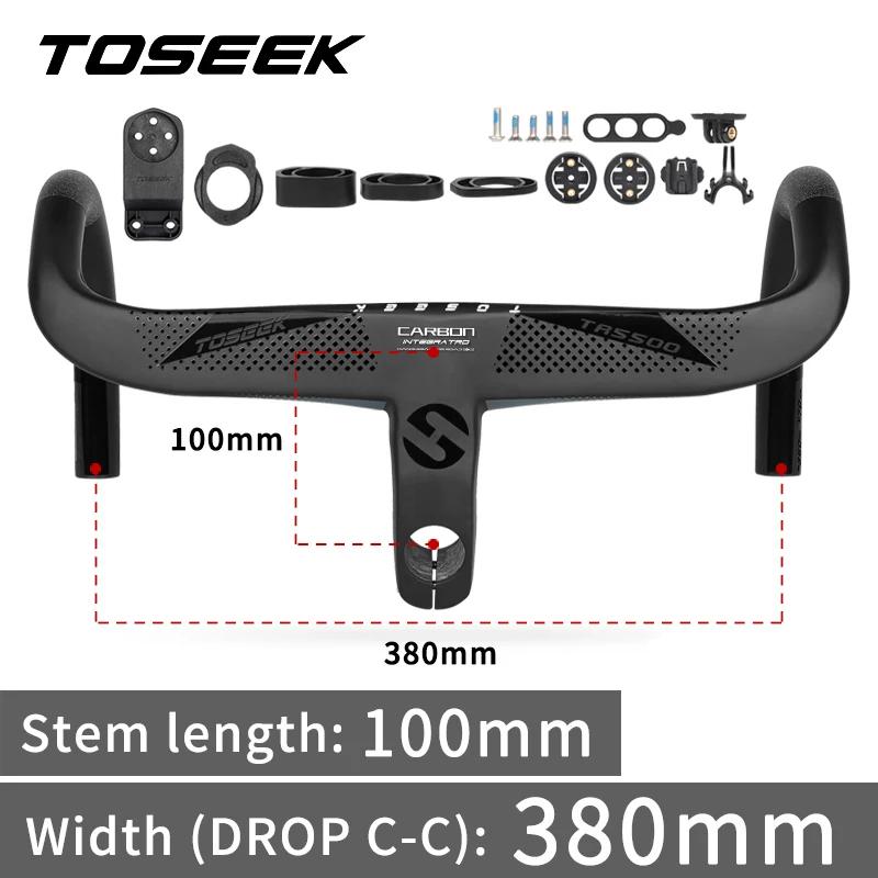 Toseek guiador de bicicleta t800 guiador de carbono integrado estrada 28.6mm guiador de estrada integrado peças da bicicleta - Image 1