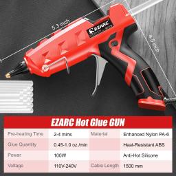EZARC Pistola de cola quente 100W Kit de pistola de cola de tamanho completo resistente com 20 peças de bastões de cola, para projetos de artes e ofícios DIY, selagem - Image 6