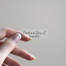 Adesivos retangulares transparentes do casamento, Óculos personalizados adesivos, Adesivos personalizados do casamento, 50pcs - Image 1