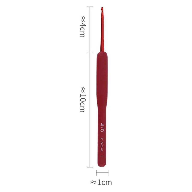 Alumínio mão tricô agulhas, Red Crochet gancho, Silicone Handle, Weave artesanato ganchos, crochê, 2mm, 2.5mm, 3mm, 3.5mm, 4mm, 4mm, 5mm, 5 milímetros, 6 milímetros, 1PC - Image 1