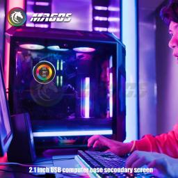 Exibição de resfriamento a água para GPU RAM, monitoramento de execução, tela CPU Watercooler, AIDA64, USB livremente diretamente, preto e prata, 2,1" - Image 5