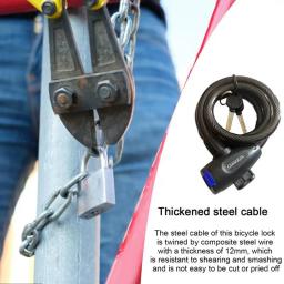Fechadura de bicicleta com chave para bicicleta elétrica, fechaduras de cabo anti-roubo, fechadura de bicicleta segura enrolada, combinação de pesados, 1,2 m - Image 6