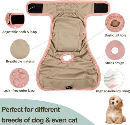 Fraldas laváveis para cães fêmeas, Fraldas reutilizáveis Premium para cachorrinho, altamente absorvente, incontinência animal, calor - Image 3