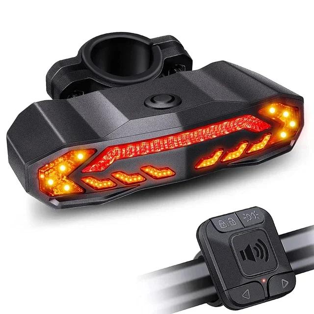 Anchtek-Alarme de bicicleta sem fio com turn signal, Carregamento USB, Lâmpada traseira do freio de bicicleta com suporte de montagem, IP65 impermeável - Image 1