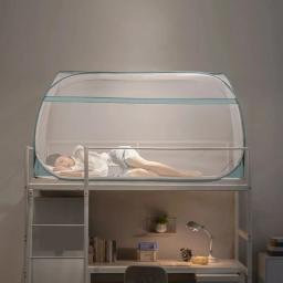 Cama de beliche com zíper duplo, rede mosquiteira para dormitório de estudantes, instalação gratuita, rede mosquiteira de yurt, porta única, cama única - Image 3