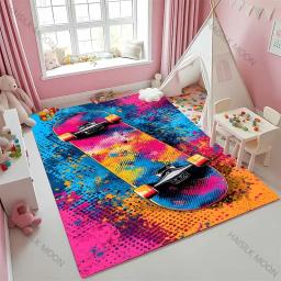 17 estilos legal skate impressão grande área tapete, casa sala de estar crianças quarto decoração tapetes crianças jogar antiderrapante tapete presente - Image 4