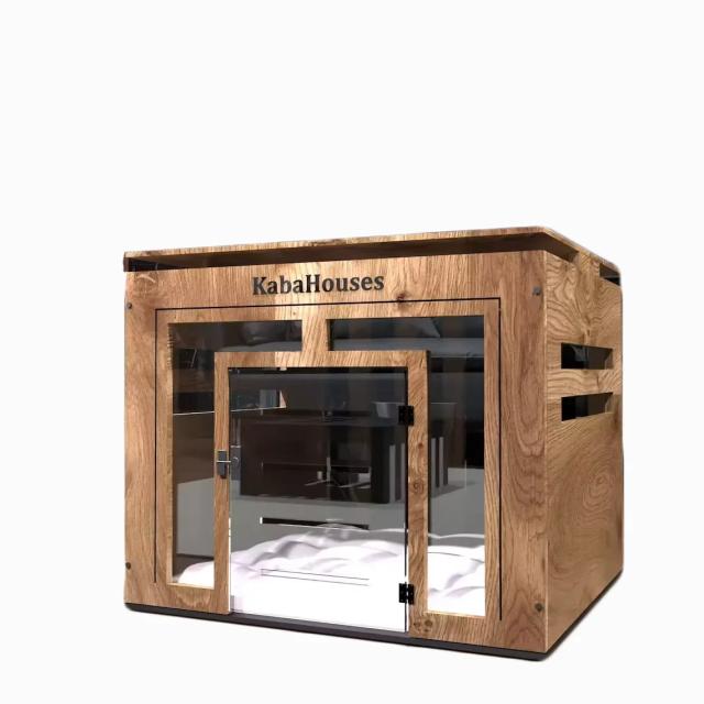 Cofrinho para Cães em Madeira com Porta Acrílica - Cama Moderna e Atraente para Pets