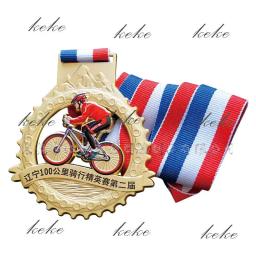 Medalhas tridimensionais bicicleta ouro jogos competições festa favores com pescoço fita prêmio em massa presente personalizado - Image 2
