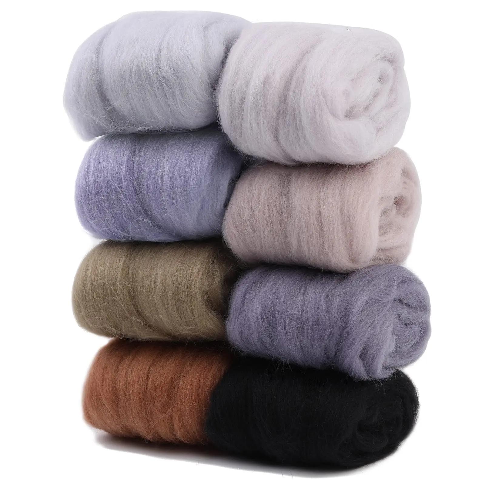 Fenrry Agulha Felting Lã, Roving Bulk, DIY Materiais Artesanais, 8 Cores - Image 1