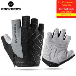 ROCKBROS-Luvas de Ciclismo para Homens e Mulheres, Meio Dedo, À Prova de Choque, Respirável, BTT, Bicicleta de Montanha, Esportes - Image 1