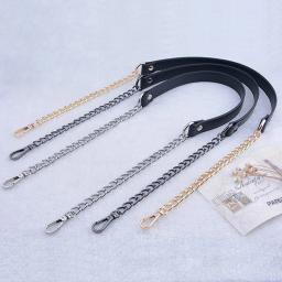 Alça de ombro de substituição, couro PU preto, punho com 9mm, dourado, prateado, arma, correntes de metal pretas, 50cm-160cm - Image 1