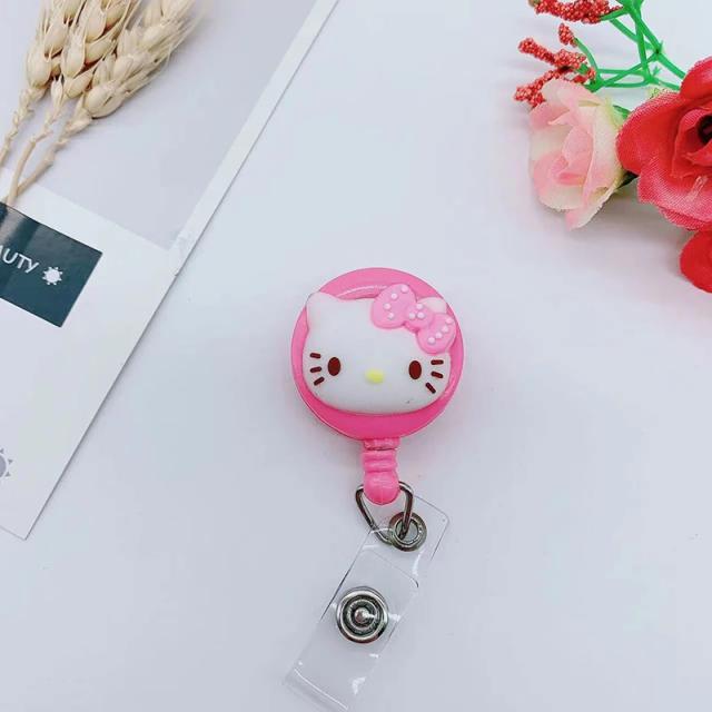 Emblema Retrátil de Anime Sanrio: Clipes de Cartão Fofos com Kuromi e Olá Kitty para Estudantes e Profissionais da Saúde