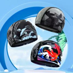 Caps de natação rápida para homens e mulheres, Respirável Impresso, Proteção de orelha de cabelo comprido - Image 2
