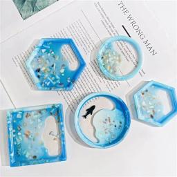 Round and Square Hexagonal Silicone Mold, Coaster Bandeja De Armazenamento, DIY Resina Epóxi, Gesso, Concreto, Cimento Artesanato, Molde De Fundição - Image 5