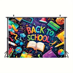 De volta à escola Decoração, decorada com banner para uma festa de boas-vindas, sala de aula remota, ensino online - Image 2