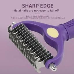 Double-Sided Undercoat Rake Comb para cão e gato, Pet Deshedding escova, Dematting Tool, Grooming e Dematting - Image 2