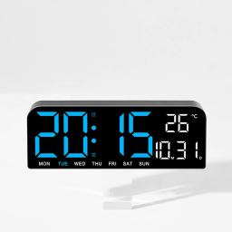 LED Despertador Digital com Tela Grande, Smart Desk Clock, Brilho Ajustável, Botão Sono, Grandes Dígitos, Moderno, Sala de estar - Image 5