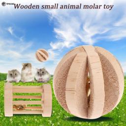 6 Pçs/set Pet Hamster Mastigar Brinquedos Acessórios Gaiola de Chinchila Coelho Brinquedos De Madeira De Madeira Natural do Exercício Do Dumbbell Sino Rolo - Image 4
