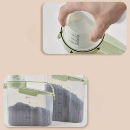 Recipiente hermético do armazenamento do alimento do animal de estimação com copo medindo, suporte seco portátil do alimento, Ja - Image 3