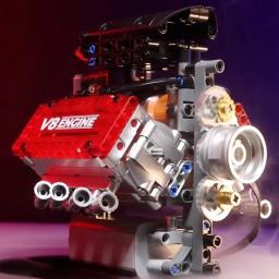 V8 motor motorizado simulação tijolo modelo movido eletricamente blocos de construção peças técnicas do carro brinquedos criativos presentes crianças adulto - Image 4