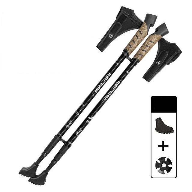 Bastão Dobrável Ultra Leve para Trekking e Montanhismo - Equipamento Ideal para Acampamento, 2 Peças