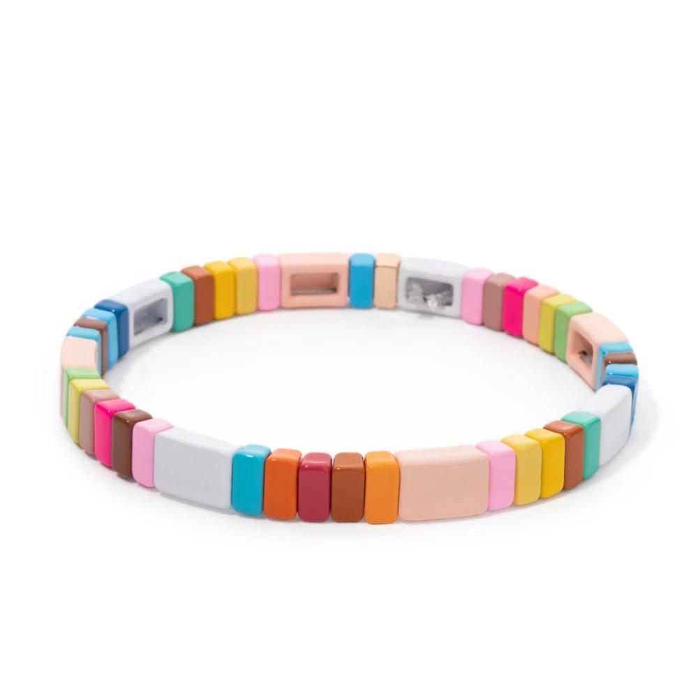 Pulseiras esmaltadas para mulheres, novo design, formas múltiplas, amuleto floral, pulseira de elásticos, joias artesanais, 2023 - Image 1