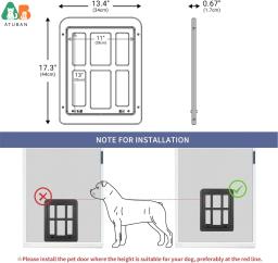 Atuban-Dog porta deslizante com fecho magnético, tela para cães com fechadura, porta para cães e gatos, branco fácil instalação, 11x13" - Image 4