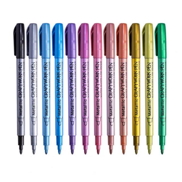 Conjunto de 12 Canetas Gel Brilhantes para Artistas - Ideal para Papel, Madeira e Metal com Design Clips e Cobertura Forte