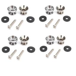 16 pçs prata correia botão com parafusos de almofada para baixo guitarra - Image 2