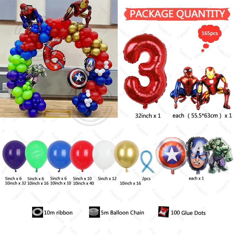 Grande Iron Man Spider Man Tema Balão Arch Set, Decoração Suprimentos, Birthday Party, Baby Shower, Gênero Revelar, Boy, 165pcs - Image 1