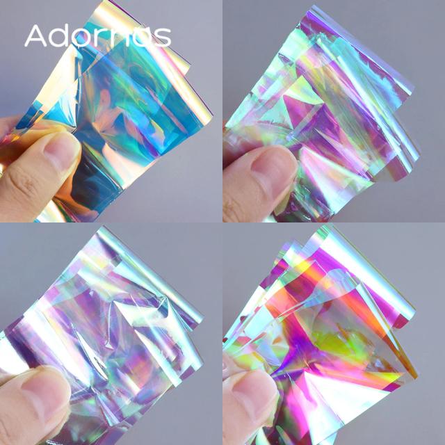 Moldes de resina epóxi de celofane com glitter holográfico, 4 unidades, enchimento espumante sereia gradiente aurora papel diy pingentes artesanato fazendo