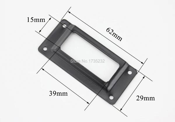 Preto ferro metal etiqueta quadro arquivo nome cartão titular gaveta caixa caso 62x29mm tag titular do cartão móveis sinal titular metal tag quadro - Image 1