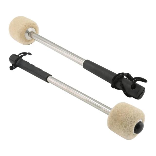 Kit de 8 Marretas de Lã Sentiu para Tambor com Alça de Aço Inoxidável e Anti-Slip - 12,5 polegadas