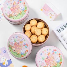 Caixa De Lata De Armazenamento De Padrão De Desenhos Animados Para Doces Caixa De Presente De Casamento Organizador De Biscoitos De Metal Vazio Redondo Recipiente De Decoração De Casa Padrão De Festa De Bolo - Image 1