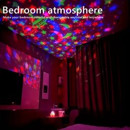 Projetor LED Starry Sky Galaxy, Luz Noturna Rotativa, USB Recarregável, Lâmpada de Projeção Aurora para Quarto, Casa, Decoração para Festa - Image 2